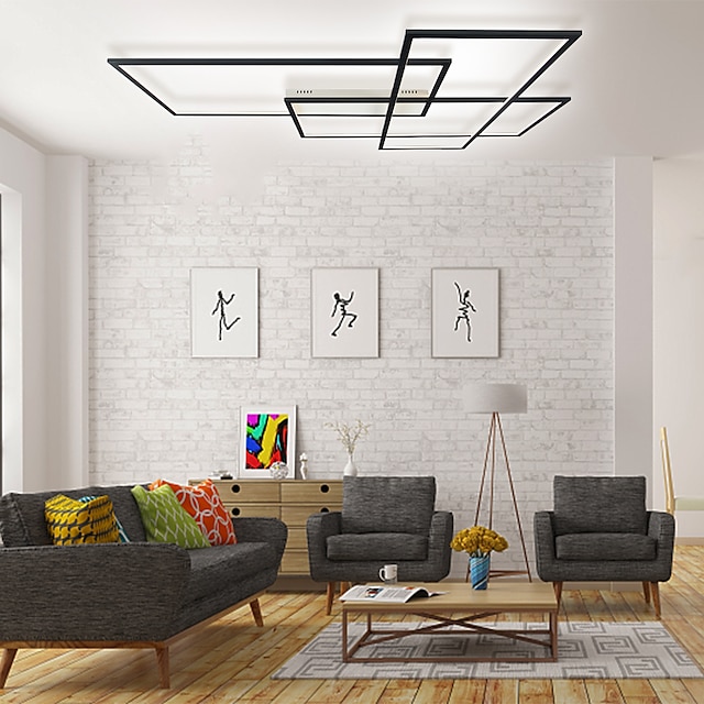  led taklampe firkantet form 113cm lineær design innfelt lys aluminium moderne moderne malte overflater stue lys 85-265v kun dimmes med fjernkontroll