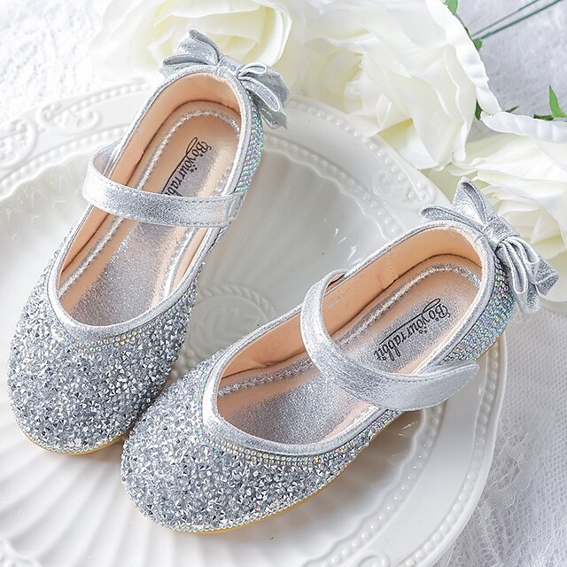  Girls' Flats Flower Girl Shoes Leather Little Kids(4-7ys) Big Kids(7years +) Daily Walking Shoes Rhinestone Blue Pink Gold Spring Summer