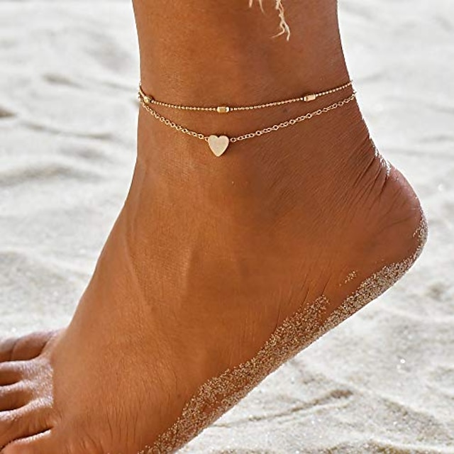 tobilleras en mujer corazón oro pulsera de encanto con cuentas delicadas joyas de pie para mujeres y niñas adolescentes verano playa descalza tobillera 8144455 2023 – $3.49
