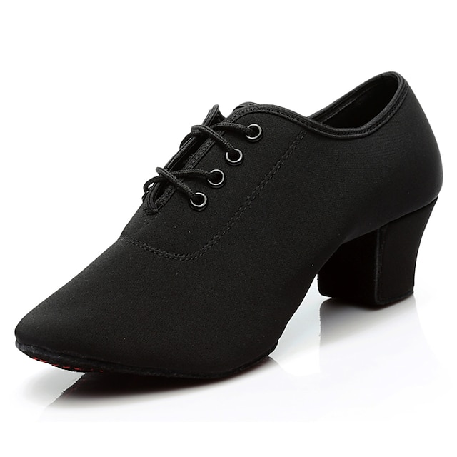  Pentru femei Încălțăminte latină Sală Dans Pantofi de Dans Petrecere Interior Performanță Dantelat Profesional Grosime călcâială Dantelat Negru