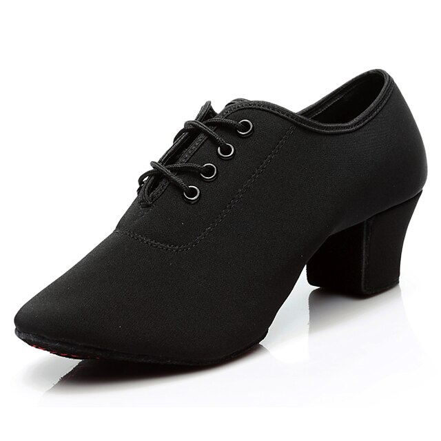Classic Black Lace-Up Dance Shoes for Women - Comfortable Ballroom and Latin Dance Heels2