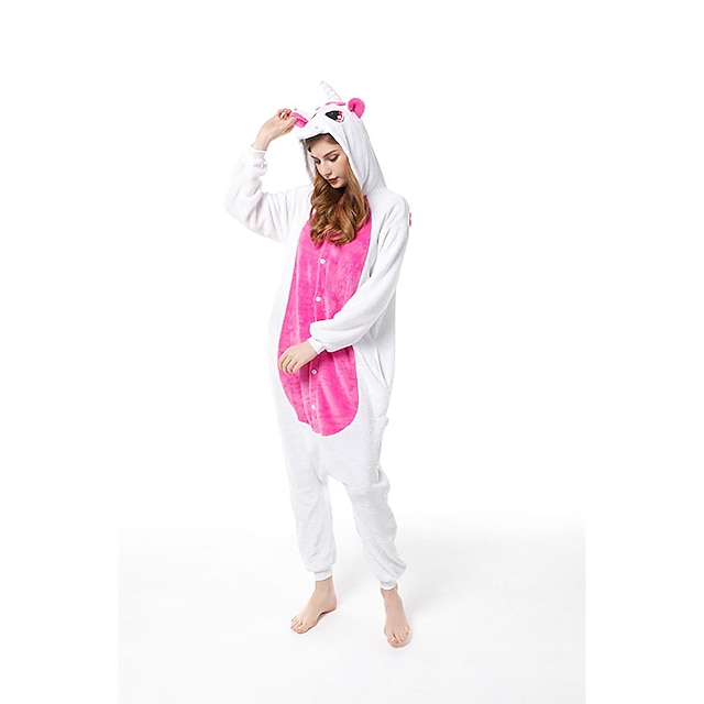  Adults' Kigurumi Pajamas Unicorn Bat Animal Onesie Pajamas Flannelette Cosplay For Men and Women Christmas Animal Sleepwear Cartoon