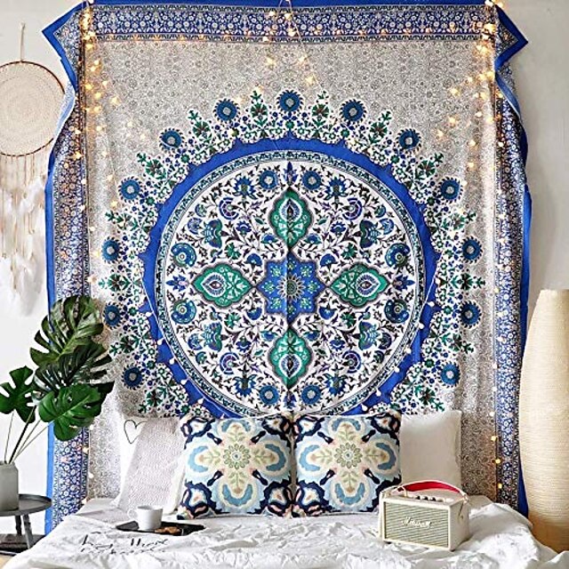  Mandala Bohemian Wall Tapestry Art Decor Blanket Curtain Picnic Tablecloth Hanging Home Bedroom Living Room Dorm Decoration Boho Hippie Psychedelic Floral Flower Lotus