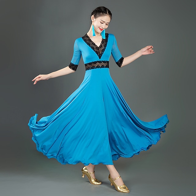  Επίσημος Χορός Φόρεμα Δαντέλα Διαφορετικά Υφάσματα Γυναικεία Εκπαίδευση Επίδοση Μισό μανίκι Mohair