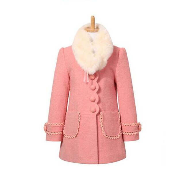  Girls' Jacket & Coat Red Pink Patchwork Daily / Fall / Winter / Spring / Long