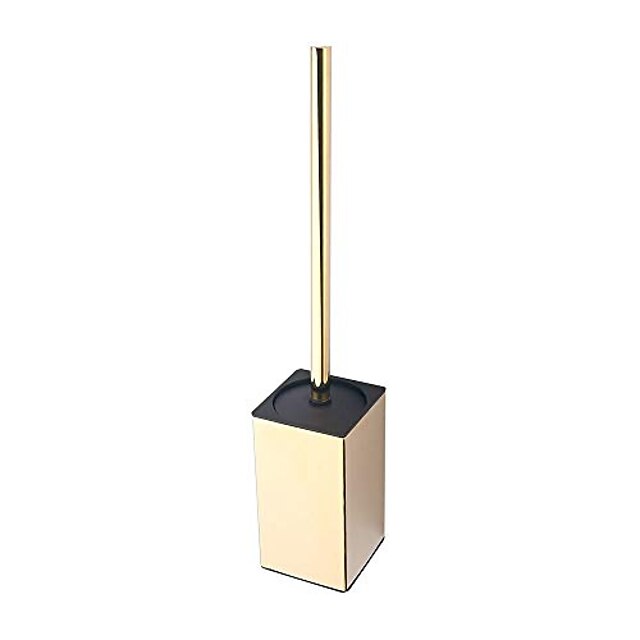  toilet brush holder stainless steel 304 standing gold square toilet brush holder for bathroom storage and organization (gold)