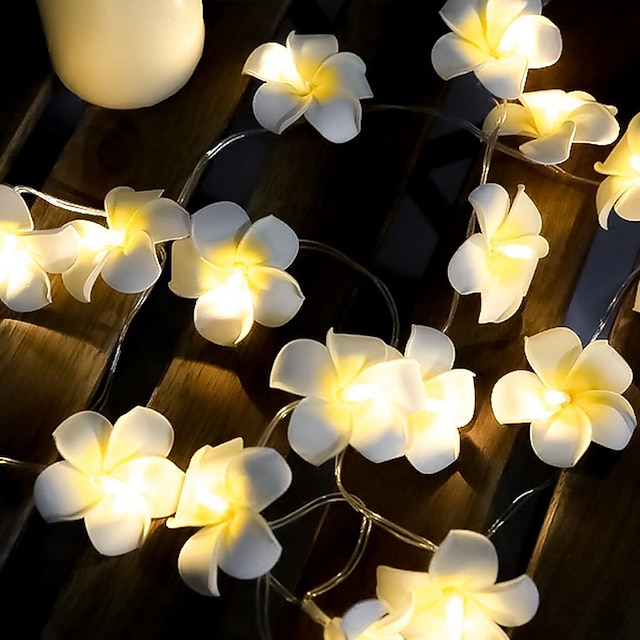  3m 20 led blomstersnore frangipani lys til boligdekoration fe lys guirlande krans udendørs bryllupsfest dekorationslampe