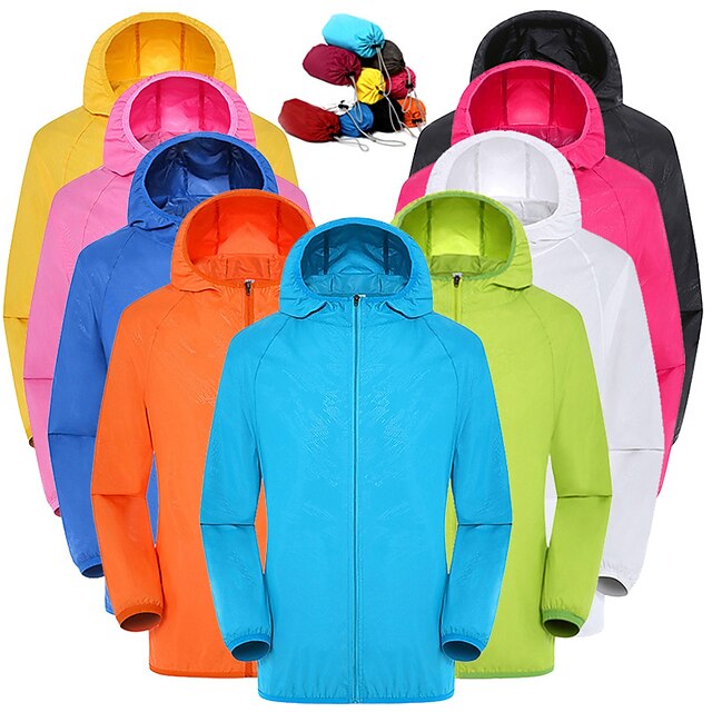 Men's Women's Windbreaker Rain Jacket Running Skin Jacket Full Zip Long Sleeve Outerwear Athleisure Fall Solid Colored Nylon Packable UV Sun Protection Windproof Quick Dry Hiking Jogging Training 15