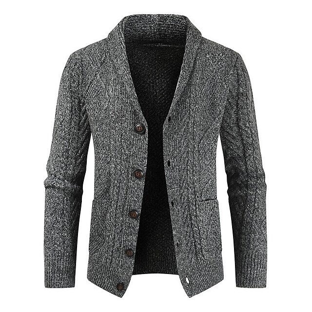 Men's Sweater Cardigan Cropped Sweater Knit Knitted Cable Solid Color ...