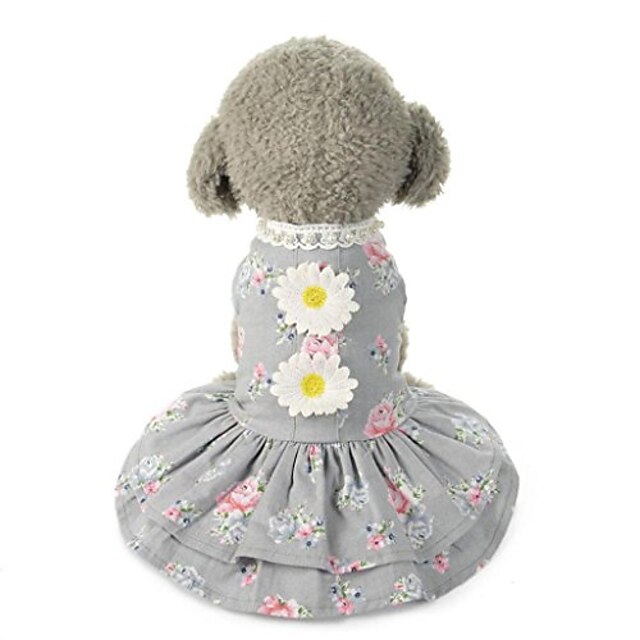  puppy clothes, pet bow tutu dress lace skirt small dog princess costume gray