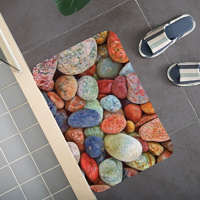  kreative 3d-utskrift fargerike småstein feltgangen teppe og tepper for soverom stue teppe kjøkken bad antiskli gulvmatter