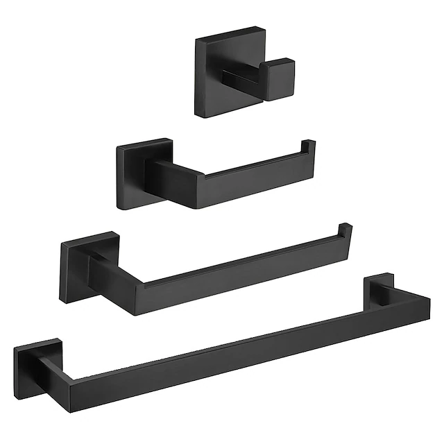 Bathroom Accessory Set Stainless Steel Include Towel Bar/Robe Hook/Toilet Paper Holder/Bathroom Tower Rack Matte Black 1or3or4pcs 22