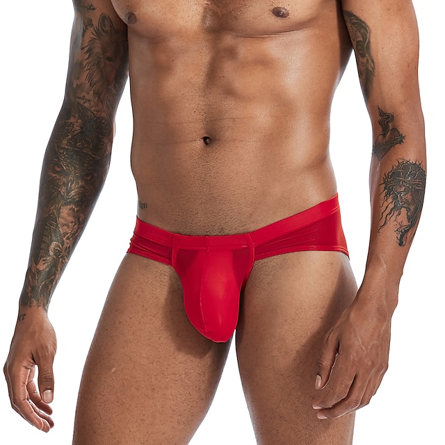 Men's 1pack Briefs Seamless Basic Nylon Spandex Plain Low Waist Normal Black White