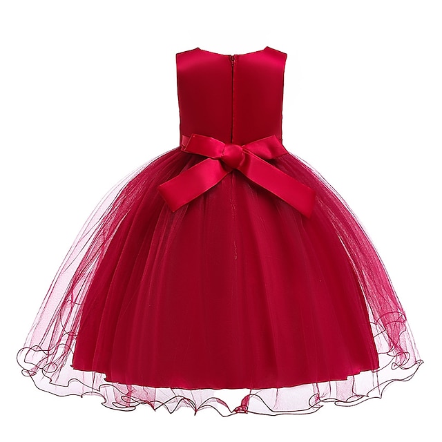 Kids Girls' Dress Solid Colored Flower Tulle Dress Wedding Party ...