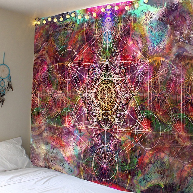 Mandala Bohemian Wandteppich Kunst Dekor Decke Vorhang hängen zu Hause Schlafzimmer Wohnzimmer Wohnheim Dekoration Boho Hippie psychedelische Blumenblume Lotus Indianer