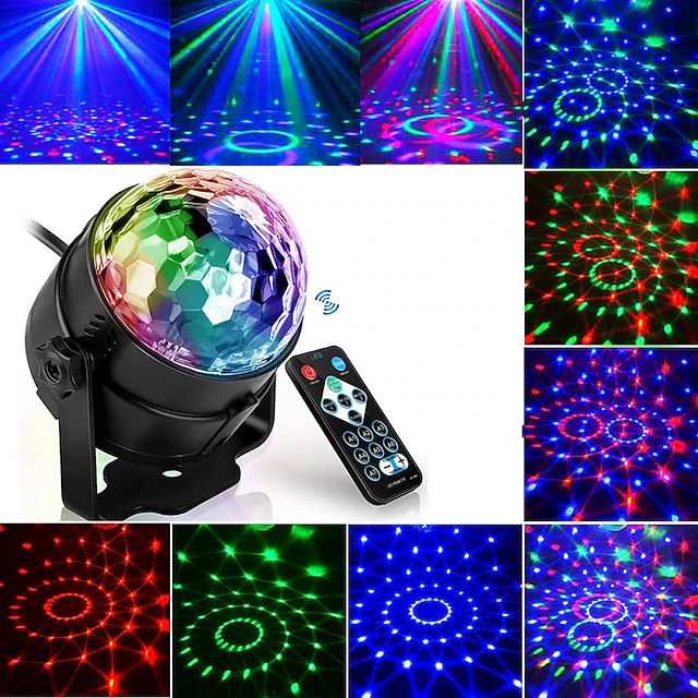 Projection lamp night light Led Disco Light Music Sound Activated Stage Lights Mini Rotating Laser Projector Christmas Party Show Effect Lamp with Control 8