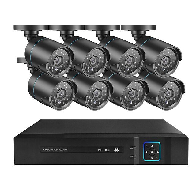  8CH 720P HD DVR Kit CCTV Security System 8PCS 2MP IR Outdoor Waterproof AHD Camera P2P Video Surveillance Set