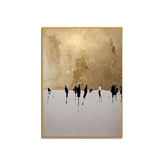 Oil Painting 100% Handmade Hand Painted Wall Art On Canvas Golden Dancers Abstract Holiday Comtemporary Modern Home Decoration Decor Rolled Canvas No Frame Unstretched