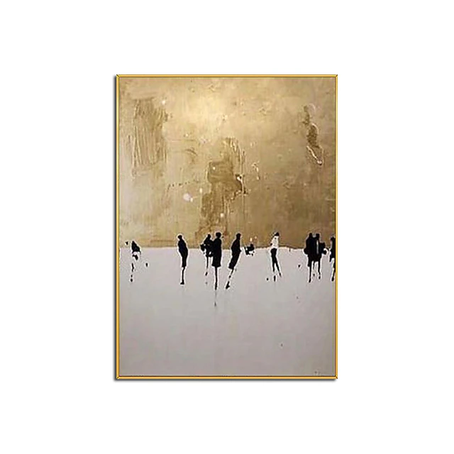Oil Painting 100% Handmade Hand Painted Wall Art On Canvas Golden Dancers Abstract Holiday Comtemporary Modern Home Decoration Decor Rolled Canvas No Frame Unstretched 8