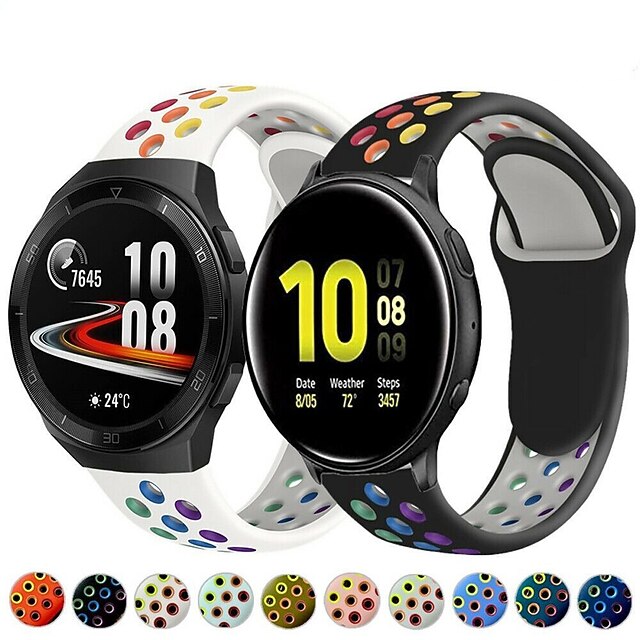 Rainbow Silicone Watch Band for Huawei Watch GT 2e / GT2 46mm / GT2 42mm /  GT Active / Honor Magic Watch 2 46mm / 42mm / Watch 2 Pro / Watch 2  Replaceable Bracelet Wrist Strap Wristband 8107525 2022 – $8.39