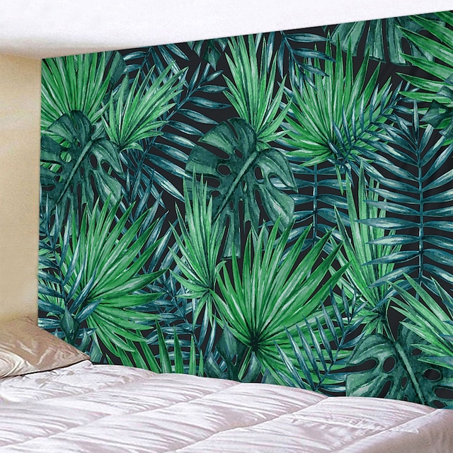 Home & Garden Home Decor | Green Big Leaf Digital Printed Tapestry Classic Theme Wall Decor 100% Polyester Contemporary Wall Art