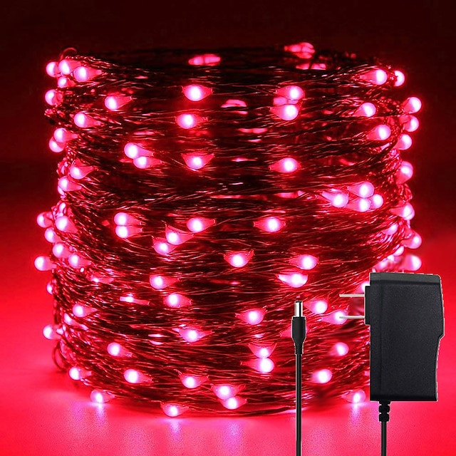33Ft 10M Copper Wire 100 LED String Light Strip Waterproof Fairy Warm White Lamp 
