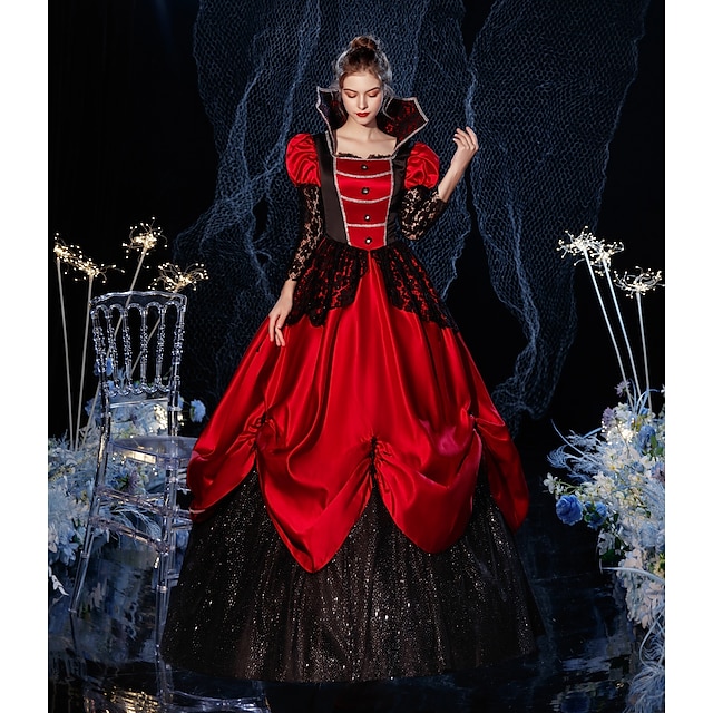  Gothic Rococo Vintage Inspired Medieval Cocktail Dress Dress Party Costume Masquerade Prom Dress Princess Shakespeare Women's Solid Color Ball Gown Christmas Party Masquerade Wedding Party Dress