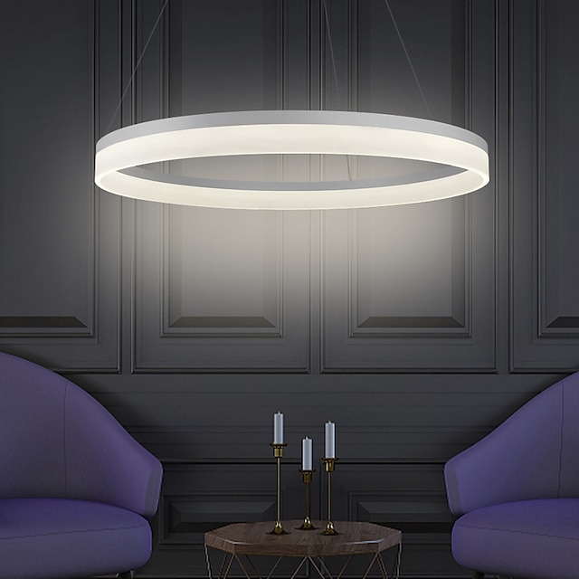  1 lumina 80/60 cm LED pandantiv inel aluminiu cerc acrilic finisaje vopsite modern contemporan auriu negru alb 36w/50w