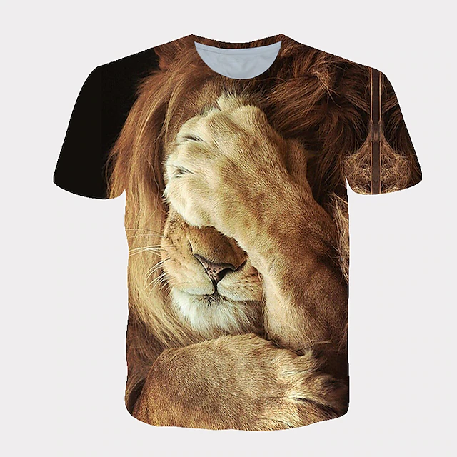 Men's Graphic Animal Lion Paw Shirt T Shirt Tee Short Sleeve T shirt 3D Print Round Neck Shirt Streetwear Exaggerated Cool Daily Holiday White Yellow Orange Clothing Apparel S M L XL XXL 3XL 4XL 10
