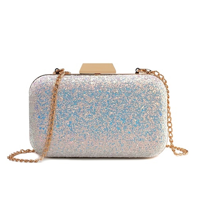  Dame Clutch vesker Kunstlær Formell Bryllup Fest Paljett Kjede Glitter Hvit Rosa