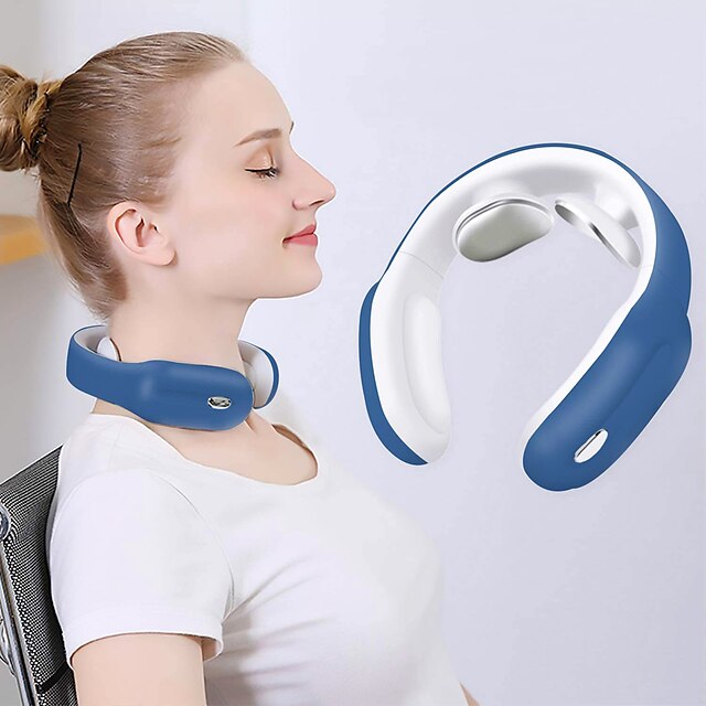  Intelligent Neck Massager Wireless Electric Neck Massager Travel Neck Massage Equipment with Heating Vibration Impulse Function Use at Home Car Office and Travel Multi-mode Select