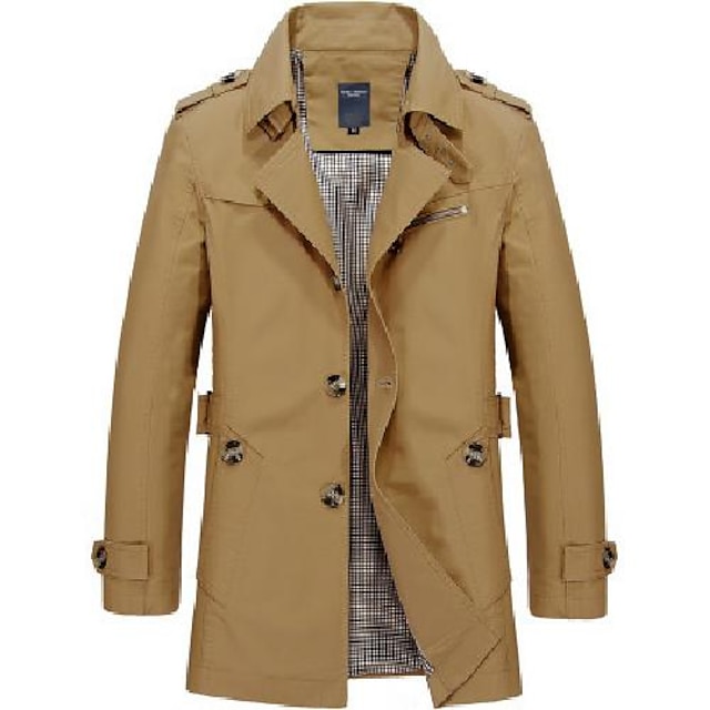  Herren Wintermantel übergangsjacke Mantel Trenchcoat Kurzermantel Geschäft Lässig Baumwolle Windjacke Oberbekleidung Bekleidung Einfarbig Reverskragen mit Schlitz