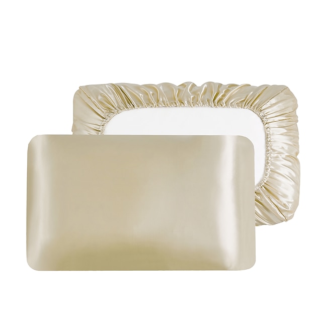 Luxury Satin Pillowcase for Hair Standard Satin Pillowcase with Elastic Band, Pillowcase Set of