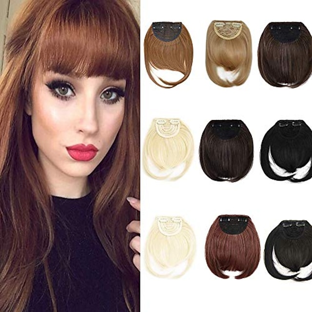 Clip In Bangs Synthetic Fiber One Piece In Natural Straight Clip In
