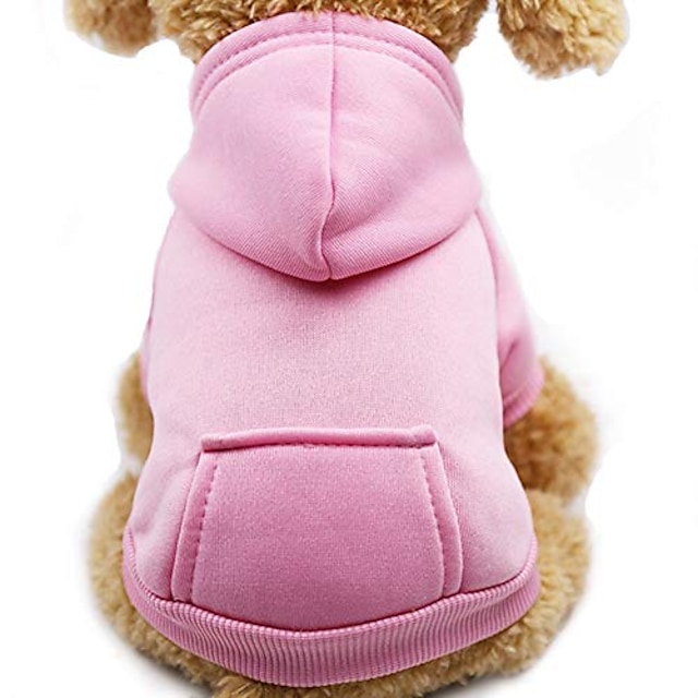  New Winter Dog Hoodie Sweatshirts With Pockets Cotton Warm Dog Clothes For Small Dogs Chihuahua Coat Clothing Puppy Cat Custume Pink