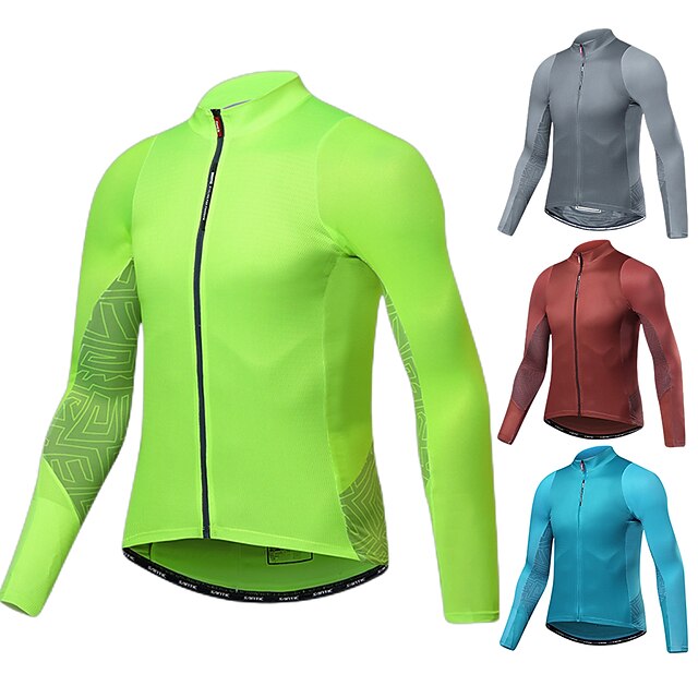  SANTIC Men's Long Sleeve Cycling Jersey Wine Red Blue Grey Solid Color Bike Waterproof Breathable Quick Dry Moisture Wicking Sports Solid Color Mountain Bike MTB Road Bike Cycling Clothing Apparel