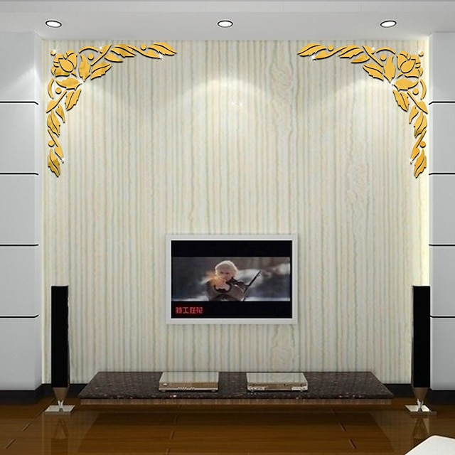 Home & Garden Home Decor | 3D Diagonal Flower Acrylic Mirror Corner Sticker Home TV Door & Window Background Wall Decorative Sti