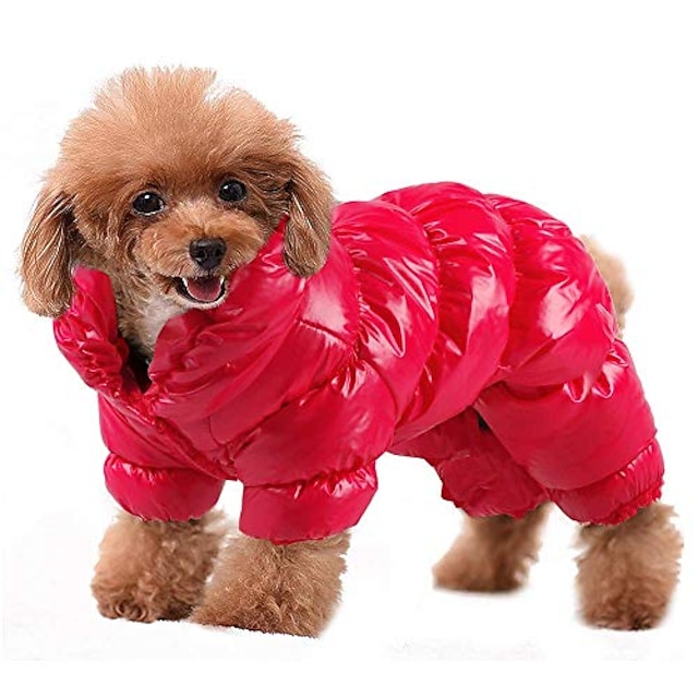  Winter Dog Coat Waterproof Windproof Dog Snowsuit Warm Fleece Padded Winter Pet Clothes For Chihuahua Poodles French Bulldog Pomeranian Small Dogs (red)
