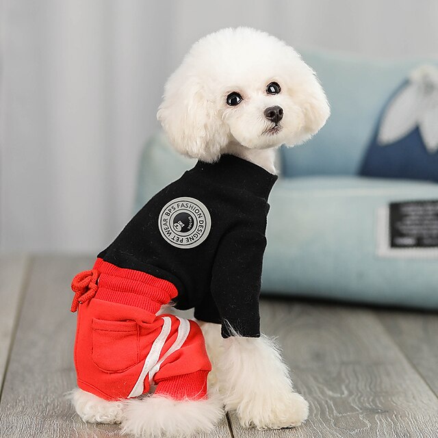  Psy Kombinezon Kolorowy blok Na co dzień / Sportowy Moda Codzienne Zima Ubrania dla psów Ubrania dla szczeniąt Stroje dla psów Oddychający Biały Czarny Beżowy Kostium dla dziewczynki i chłopca Bawełna