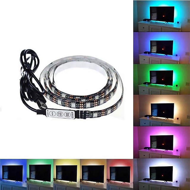 USB LED Strip Lights 1~5m 3.3~16.4ft SMD 5050 RGB Color Changing DC5V Desk Screen TV Backlight IP65 Waterproof