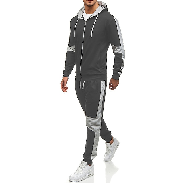 Sports & Outdoors Running, Jogging & Walking | Mens 2 Piece Full Zip Tracksuit Sweatsuit Casual Athleisure Winter Long Sleeve Co