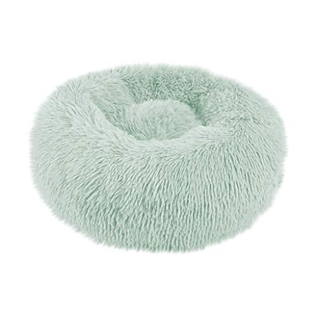  donut cuddler calming bed, ultra soft plush dog cat deep sleeping bed winter warm round fluffy pet nest(green,s)