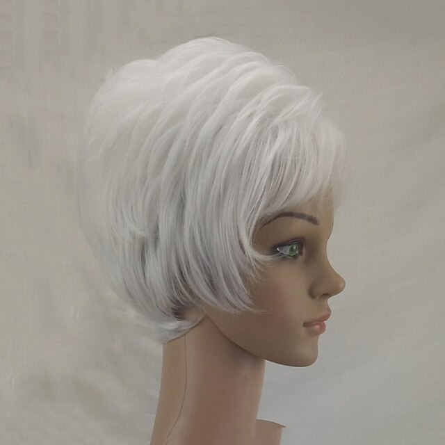 Beauty & Hair Wigs & Hair Pieces | Synthetic Wig Straight Pixie Cut Wig Short Silver Synthetic Hair 12 inch Womens Heat Resistan