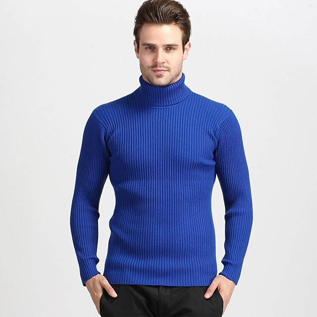 Men's Turtleneck Sweater Sweater Wool Sweater Pullover Sweater Jumper Mens Turtle Neck Jumper Knit Stripe Knitted Solid Color Turtleneck Stylish Vintage Style Daily Clothing Apparel Fall Winter Wine 5