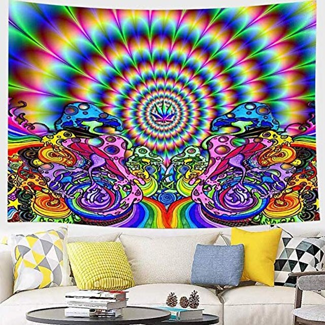 Hippie Trippy Psychedelic Tapestry Wall Hanging Blanket Living Room Art Decor 