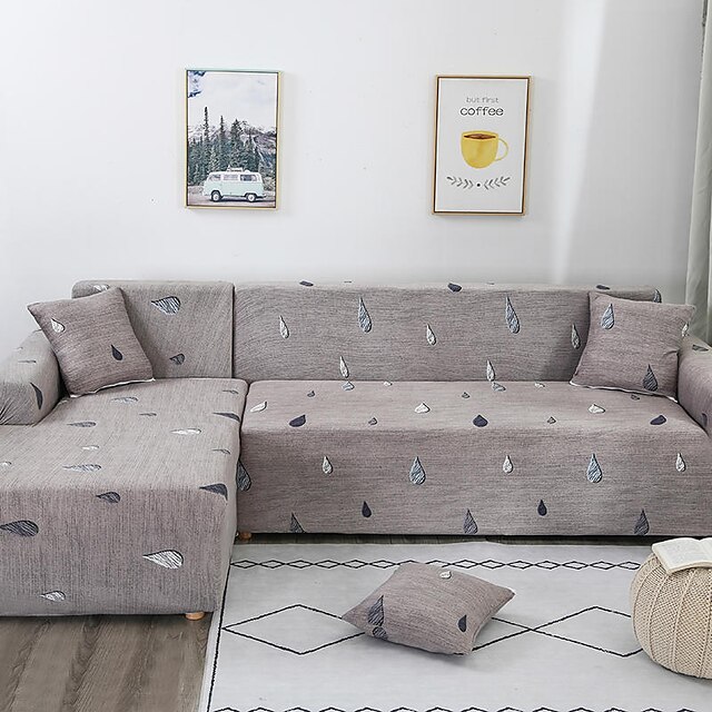  Stretch Slipcover Sofa Cover Couch Cover Raindrop Printed Sofa Cover Stretch Couch Cover Sofa Slipcovers for 1~4 Cushion Couch with One Free Pillow Case