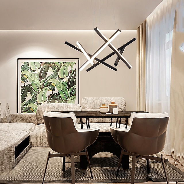  led 32 واط سبوتنيك الثريا dia56cm الألومنيوم الإطار الأسود رسمت التشطيبات لغرفة المعيشة غرفة نوم القهوة بار قلادة ضوء دافئ أبيض / ضوء أبيض