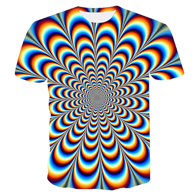 Men's Shirt T shirt Tee Tee Graphic Optical Illusion Classic Collar ...