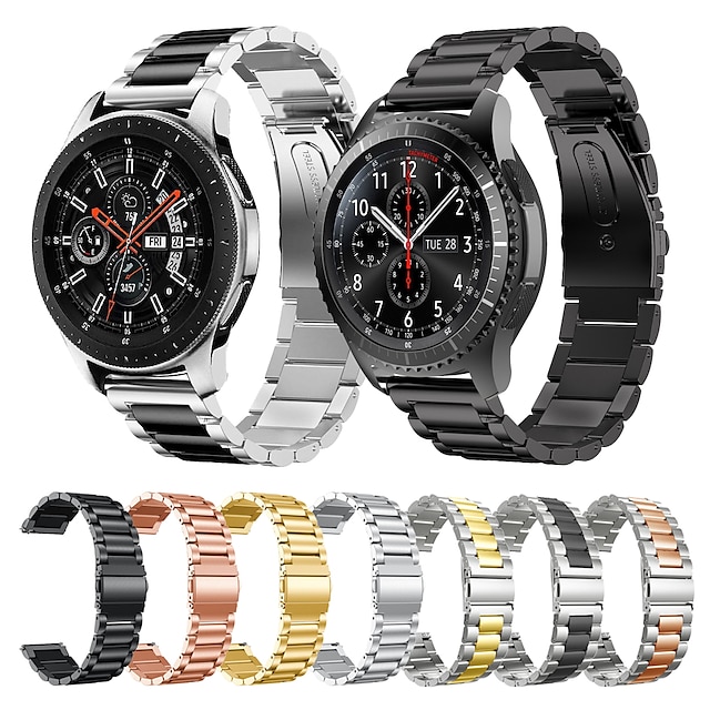  Kellon ranneke varten Samsung Watch 3 45mm, Galaxy Wacth 46mm, Gear S3 Classic / Frontier, Gear 2 Neo Live Ruostumaton teräs Korvaus Hihna 22mm Ranneke