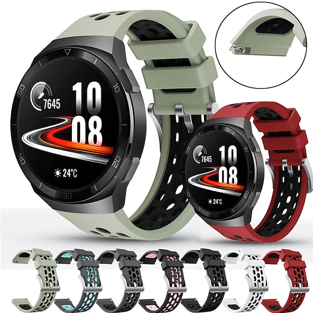  Horlogeband voor Huawei Watch 3 Pro, Watch 2 Classic, Watch GT 3 Pro / 2 Pro / 2e / Runner / Active / 42mm / 46mm, Honor Magnic 2 GS 3i Siliconen Vervanging Band Ademend Sportband Polsbandje